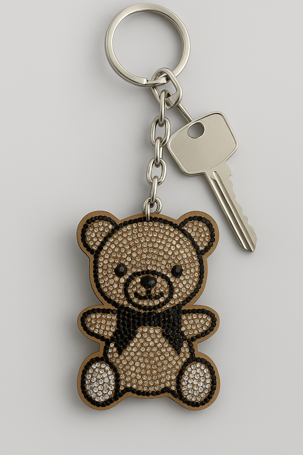 Brown Rhinestone Teddy Bear Keychain – Cute Sparkling Charm - MODA ACCESSORIES