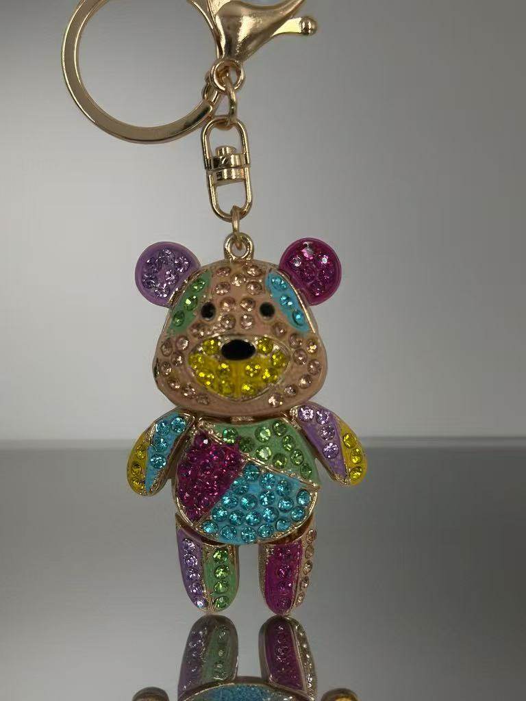 Colorful Crystal Bear Keychain – Sparkling Multicolor Teddy Charm - MODA ACCESSORIES