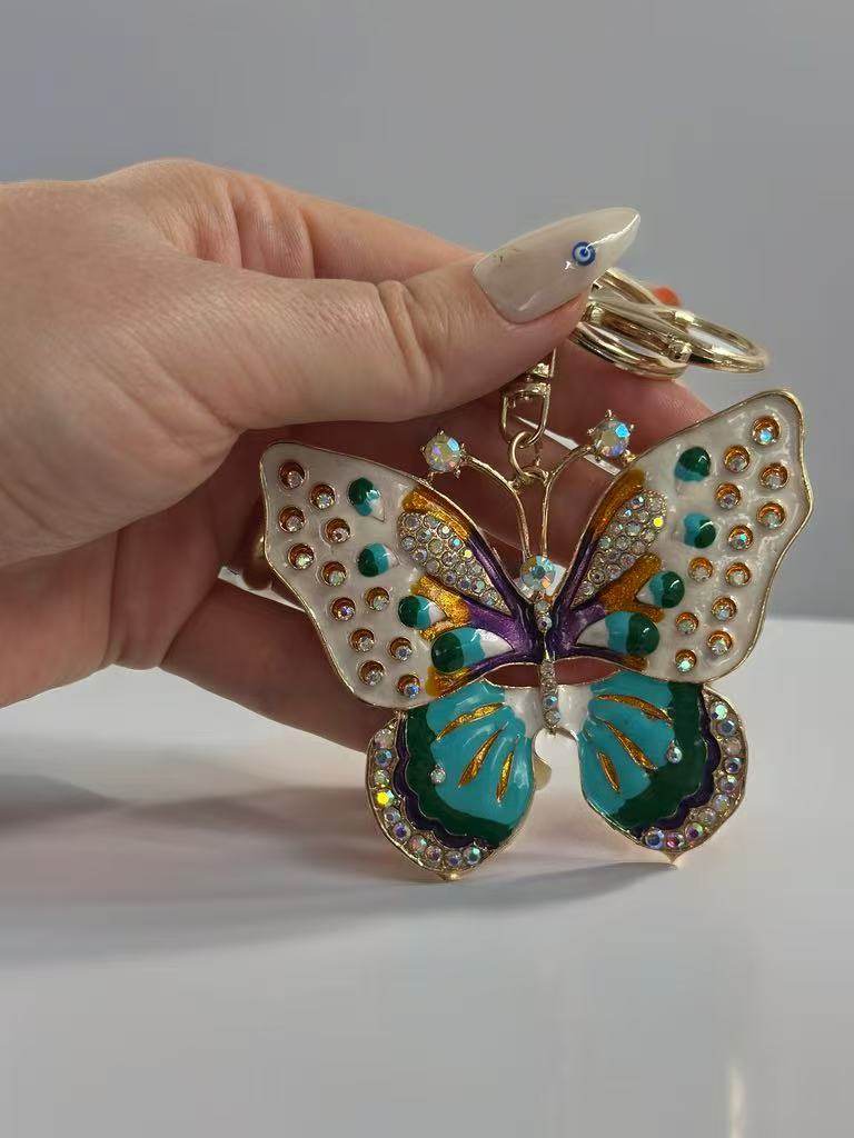 Multicolor Crystal Butterfly Keychain – Sparkling Enamel Bag Charm - MODA ACCESSORIES