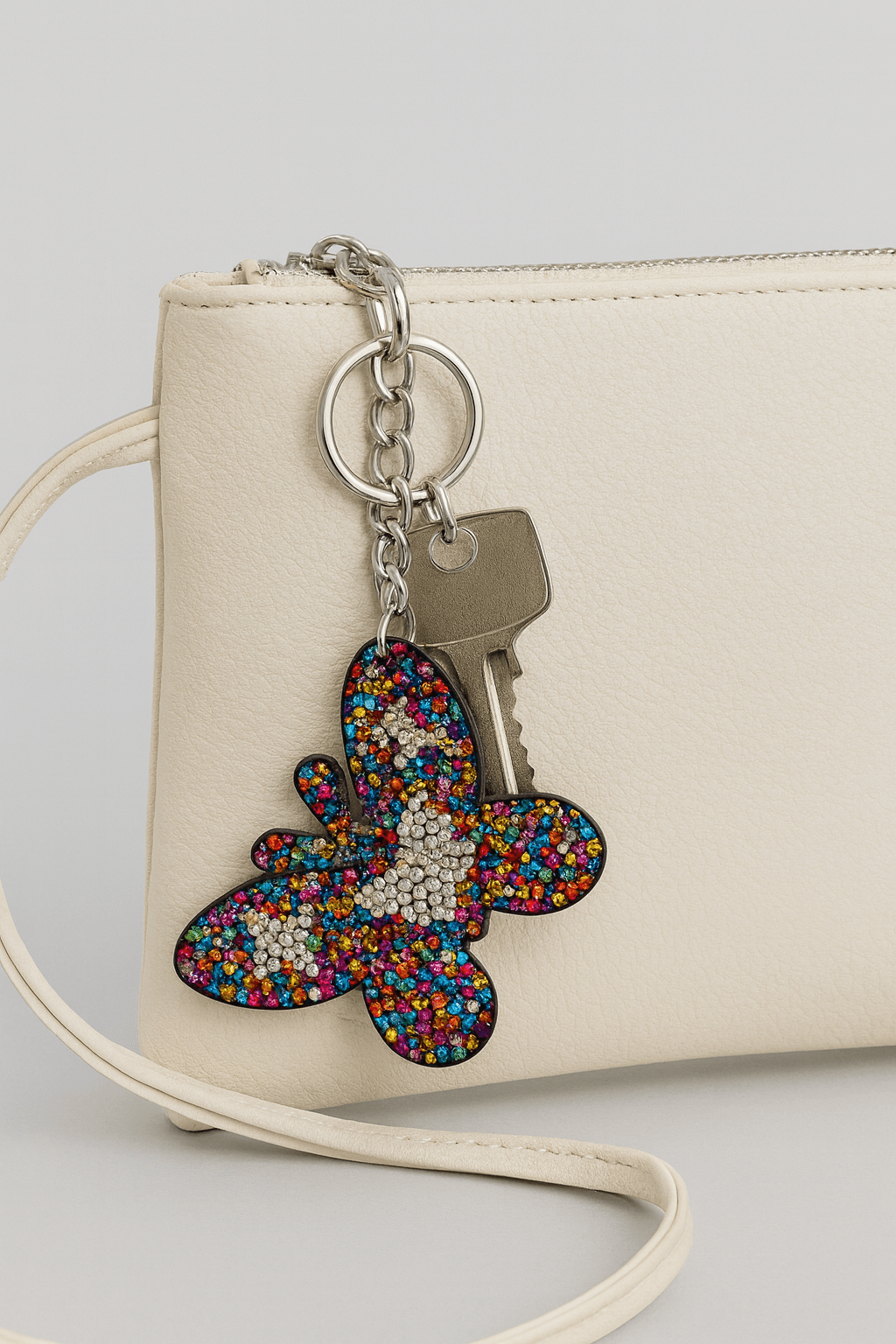 Colorful Rhinestone Butterfly Keychain – Sparkling Crystal Bag Charm - MODA ACCESSORIES