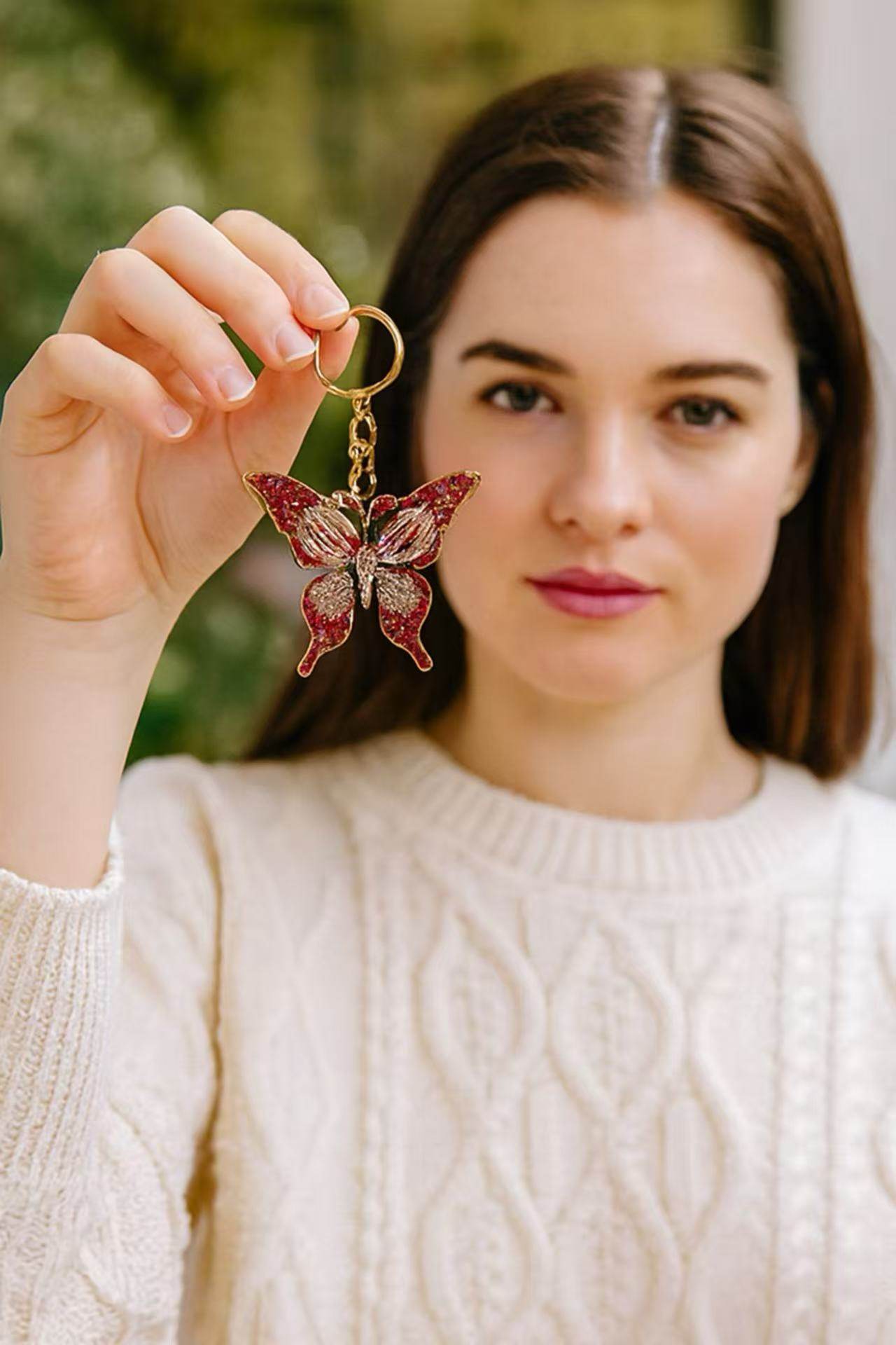 Red Crystal Butterfly Keychain – Sparkling Insect Bag Charm - MODA ACCESSORIES