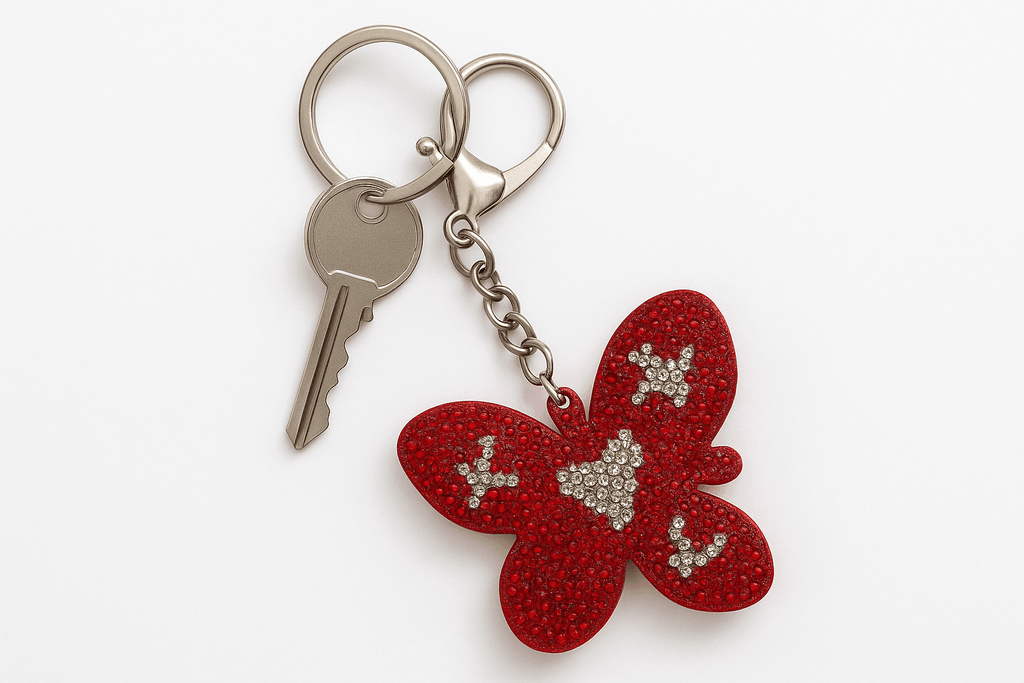 Red Butterfly Rhinestone Keychain – Sparkling Crystal Bag Charm - MODA ACCESSORIES