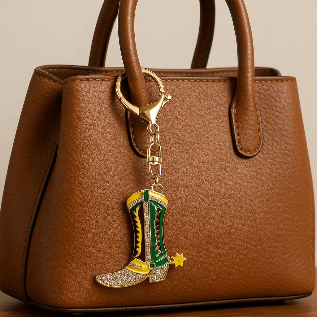 Western Cowboy Boot Keychain – Rhinestone Studded Rodeo Style Charm - MODA ACCESSORIES