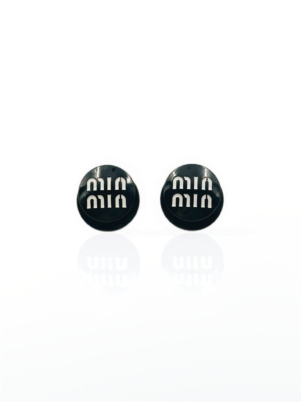 Minimalist Round Logo Stud Earrings β Black or Red