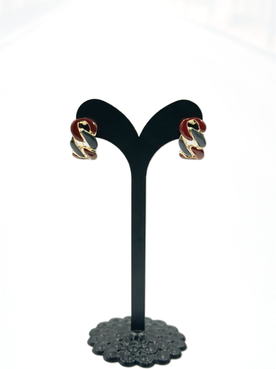 Twisted Gold & Enamel Mini Hoop Earrings – Elegant Statement Design