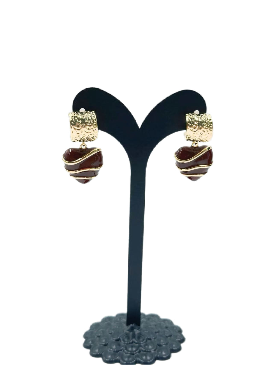 Elegant Textured Drop Earrings with Artisanal Swirl Charm