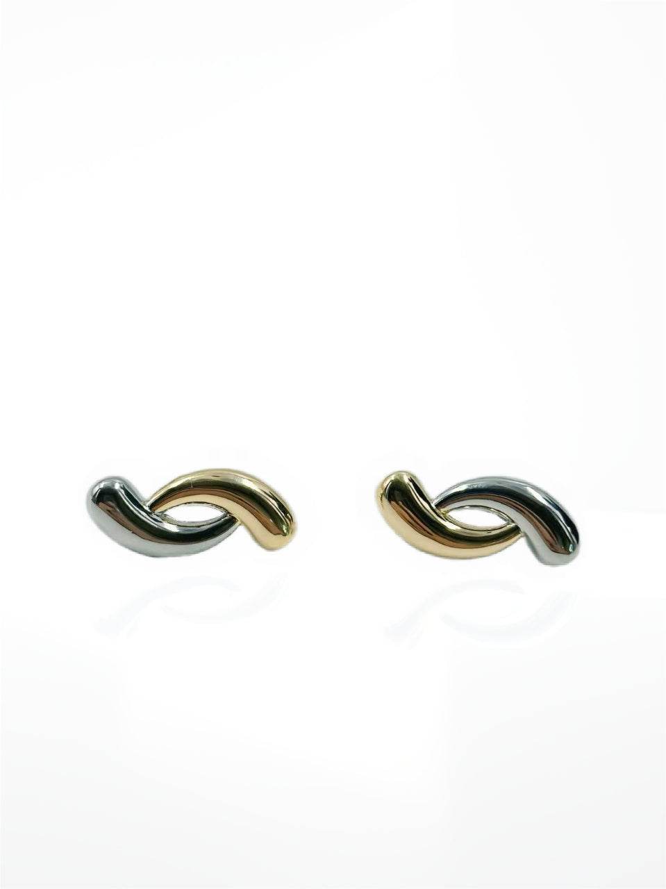 Modern Dual-Tone Twist Drop Earrings - MODA ACCESSORIES