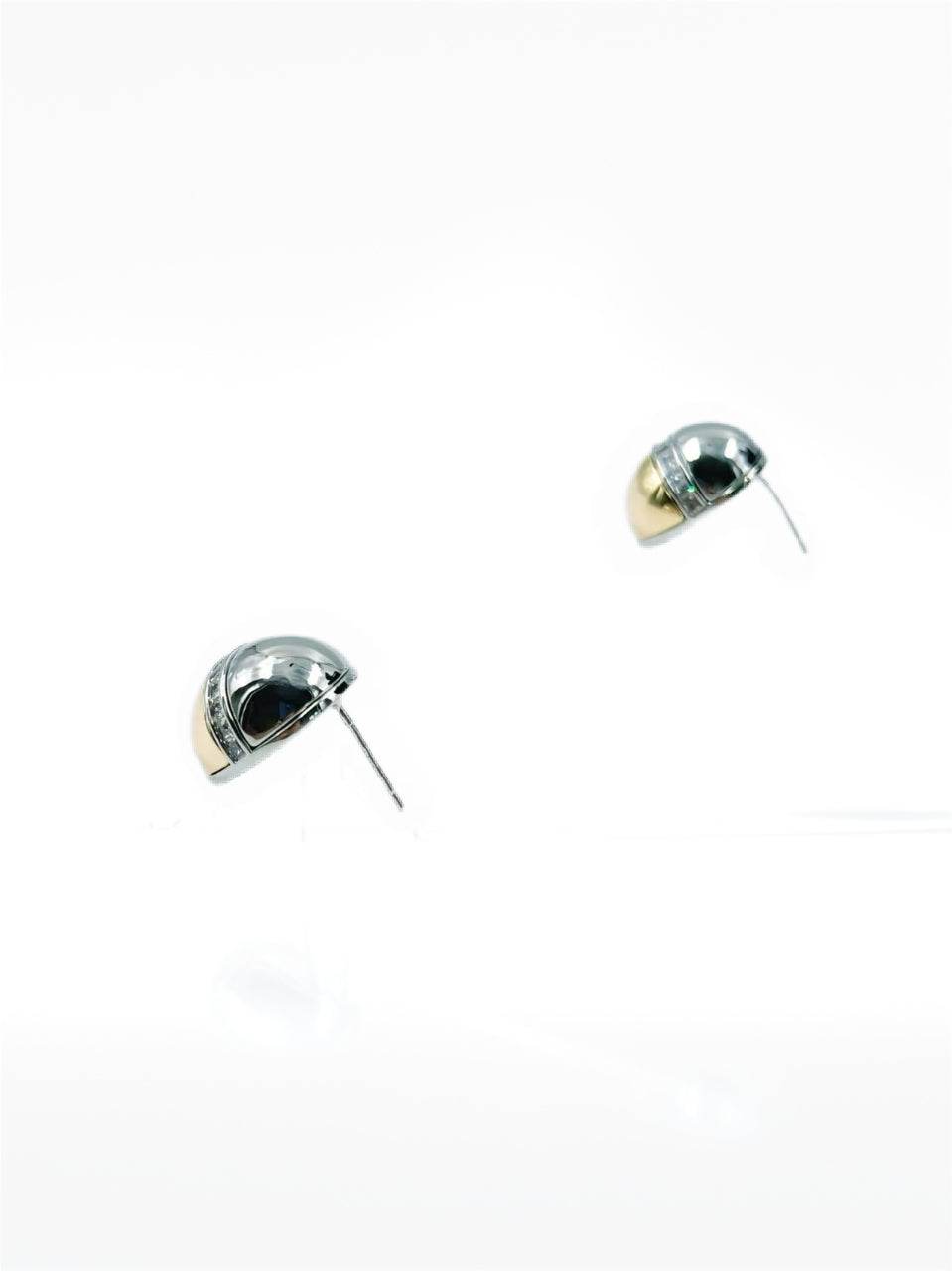 Sleek Half-Dome Two-Tone Stud Earrings - MODA ACCESSORIES