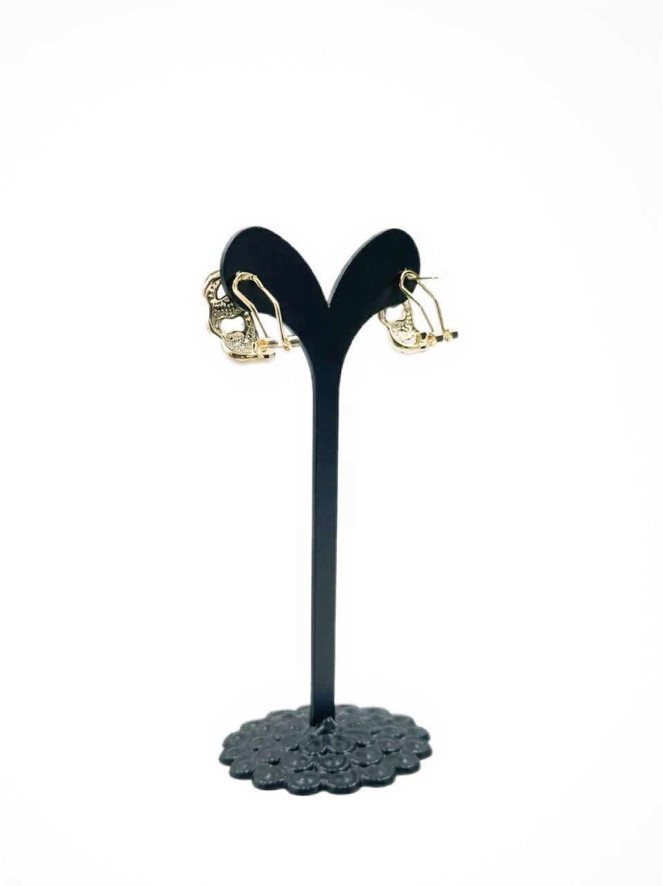 Twisted Gold & Brown Enamel Hoop Earrings
