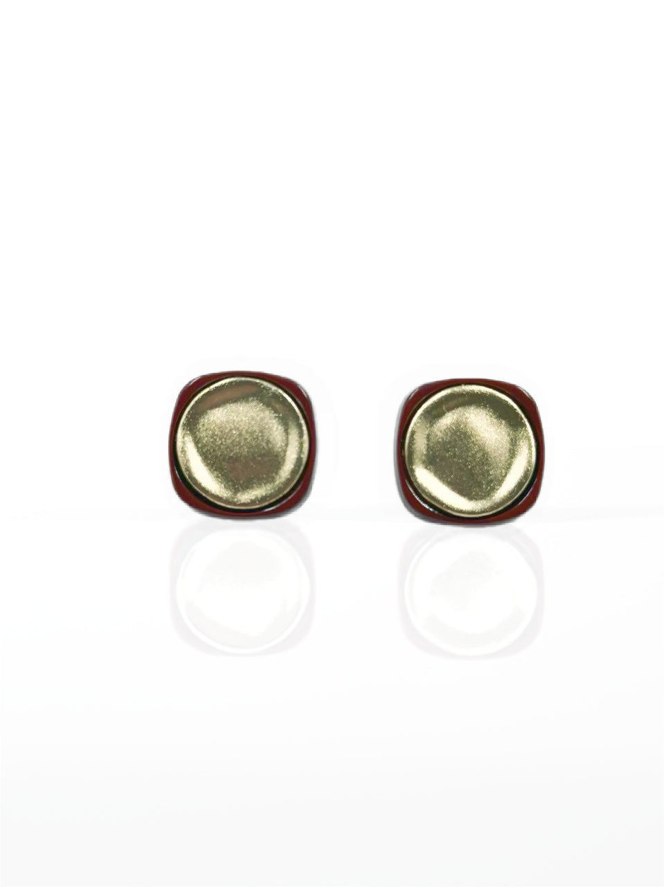 Modern Metallic Round Stud Earrings