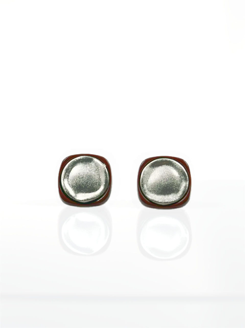 Modern Metallic Round Stud Earrings