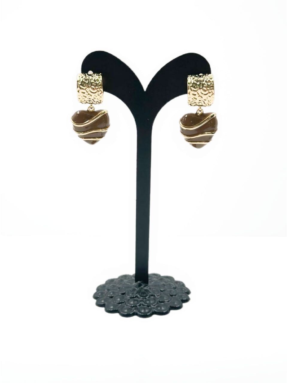 Elegant Textured Drop Earrings with Artisanal Swirl Charm