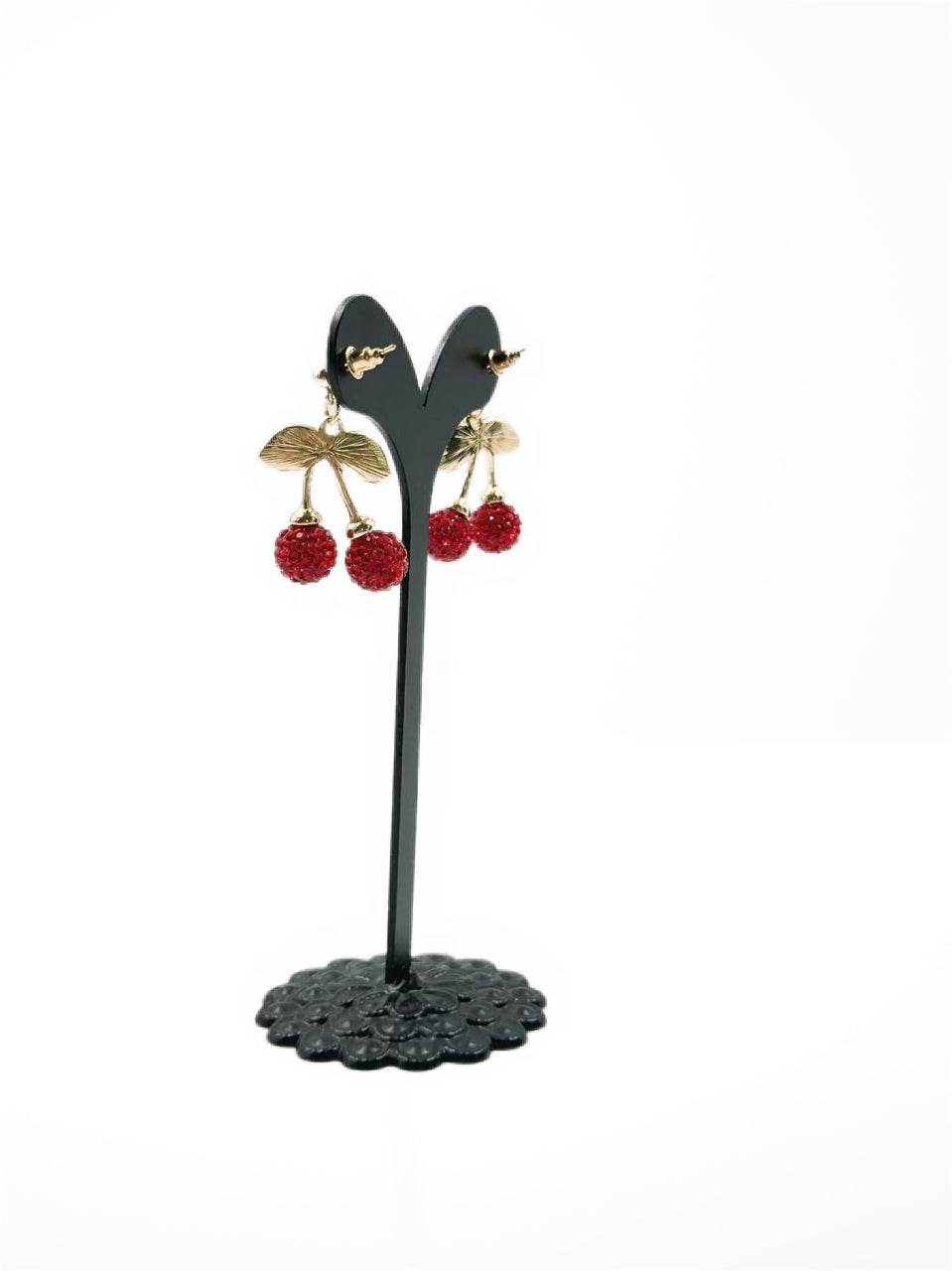 Crystal Cherry Charm Earrings - MODA ACCESSORIES