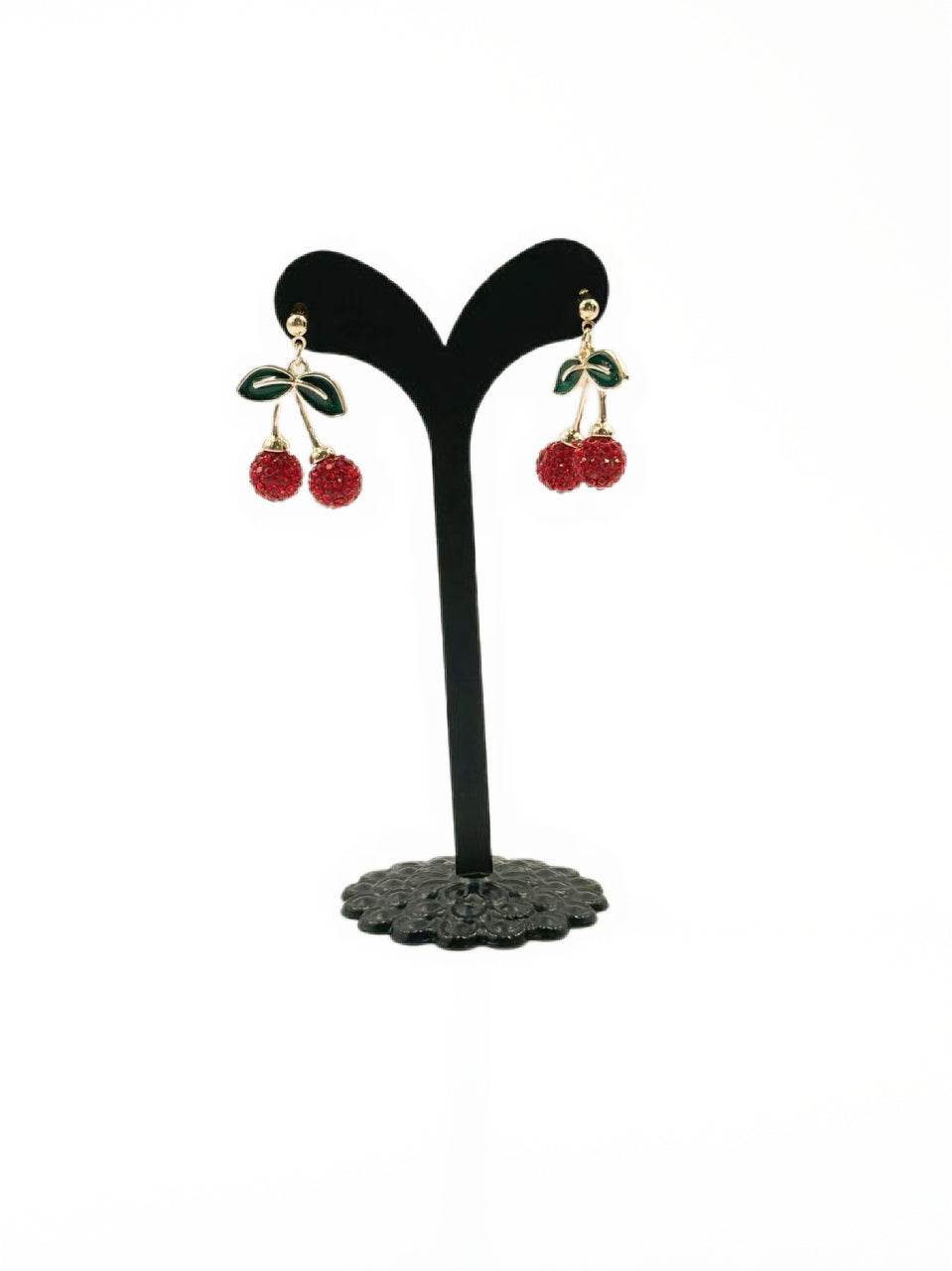 Crystal Cherry Charm Earrings - MODA ACCESSORIES
