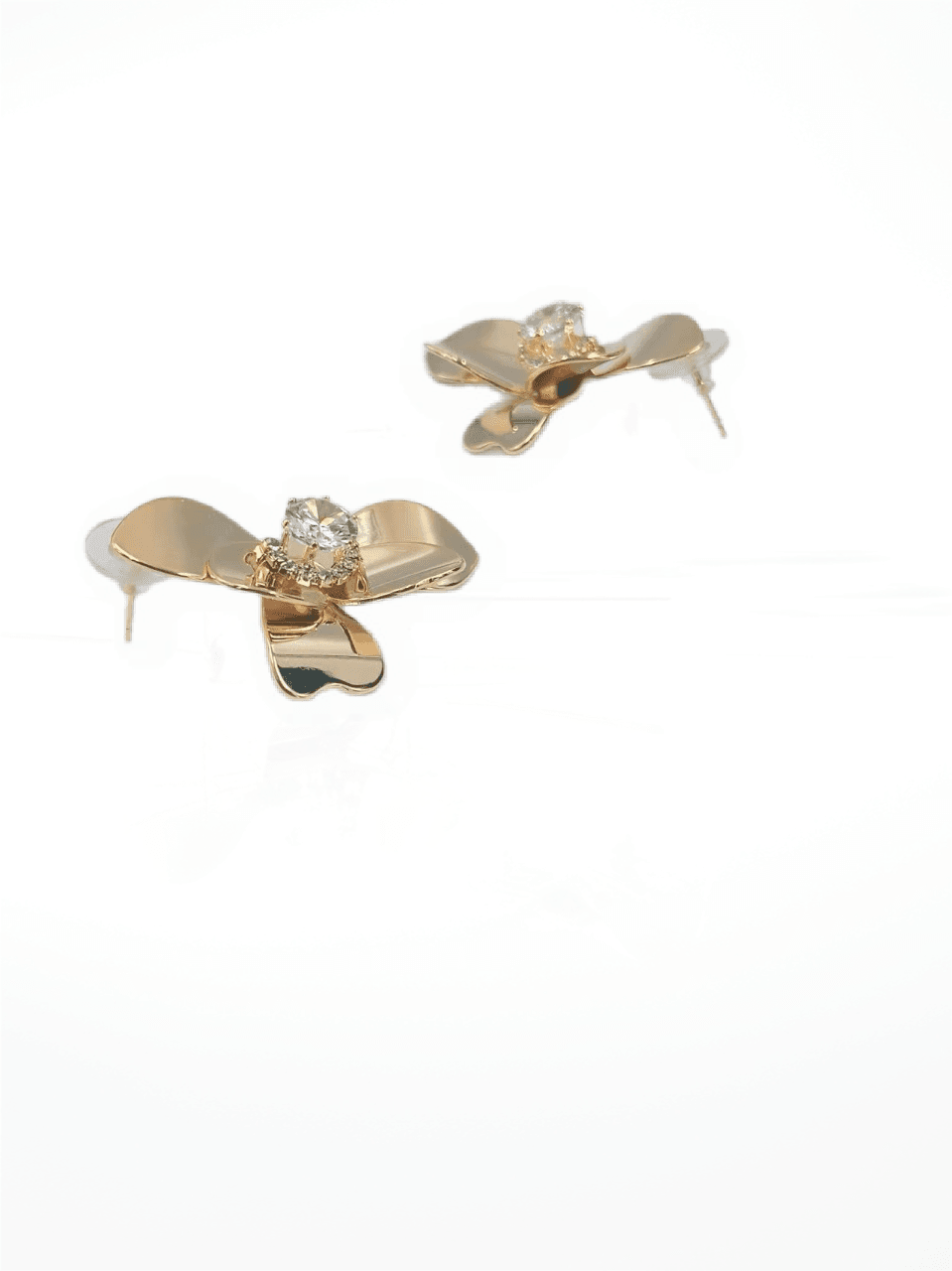 Golden Orchid Crystal Stud Earrings - MODA ACCESSORIES