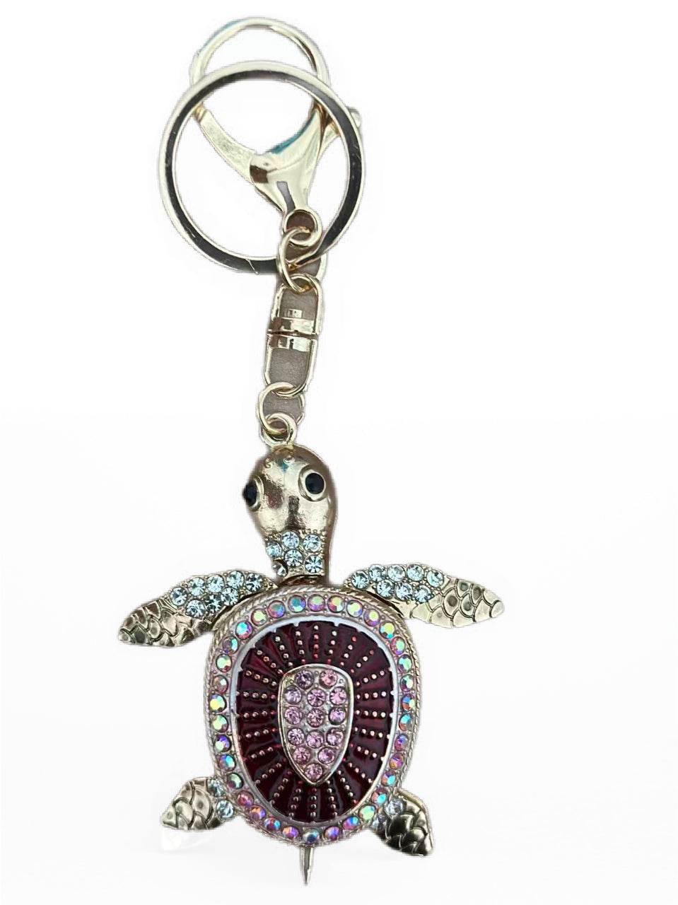 Crystal Turtle Keychain – Sparkling Sea Turtle Charm for Bags & Keys - MODA ACCESSORIES