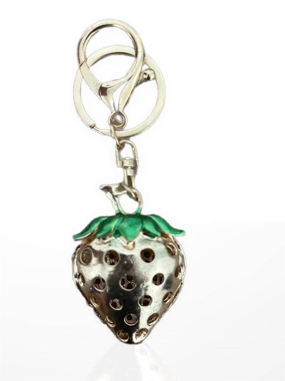Red Crystal Strawberry Keychain – Cute Sparkling Fruit Bag Charm - MODA ACCESSORIES