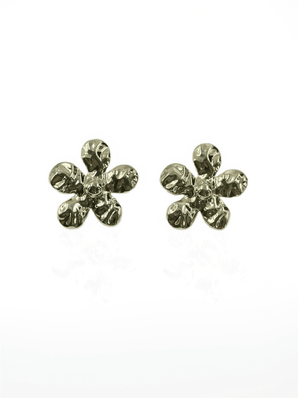 Gold-Tone Textured Floral Drop Earrings - MODA ACCESSORIES