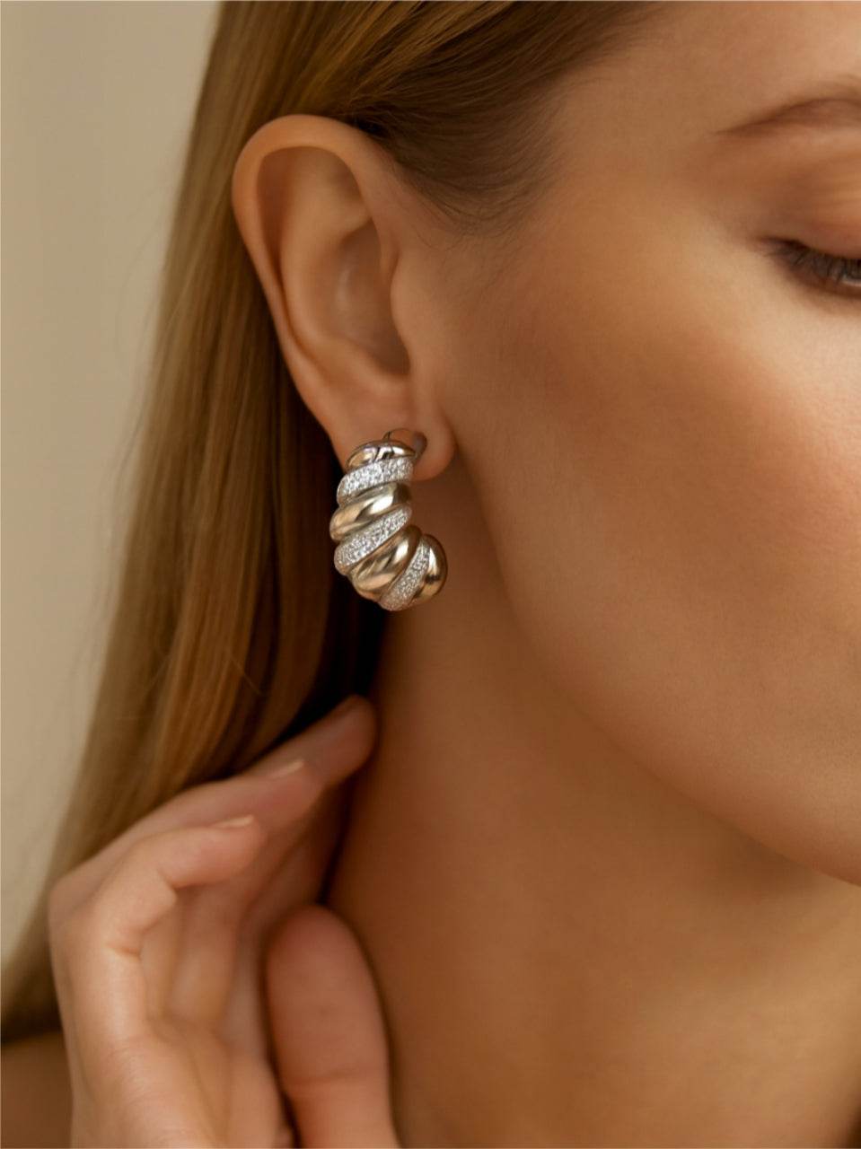 Furled Twist Sterling Silver-Tone Earrings - MODA ACCESSORIES