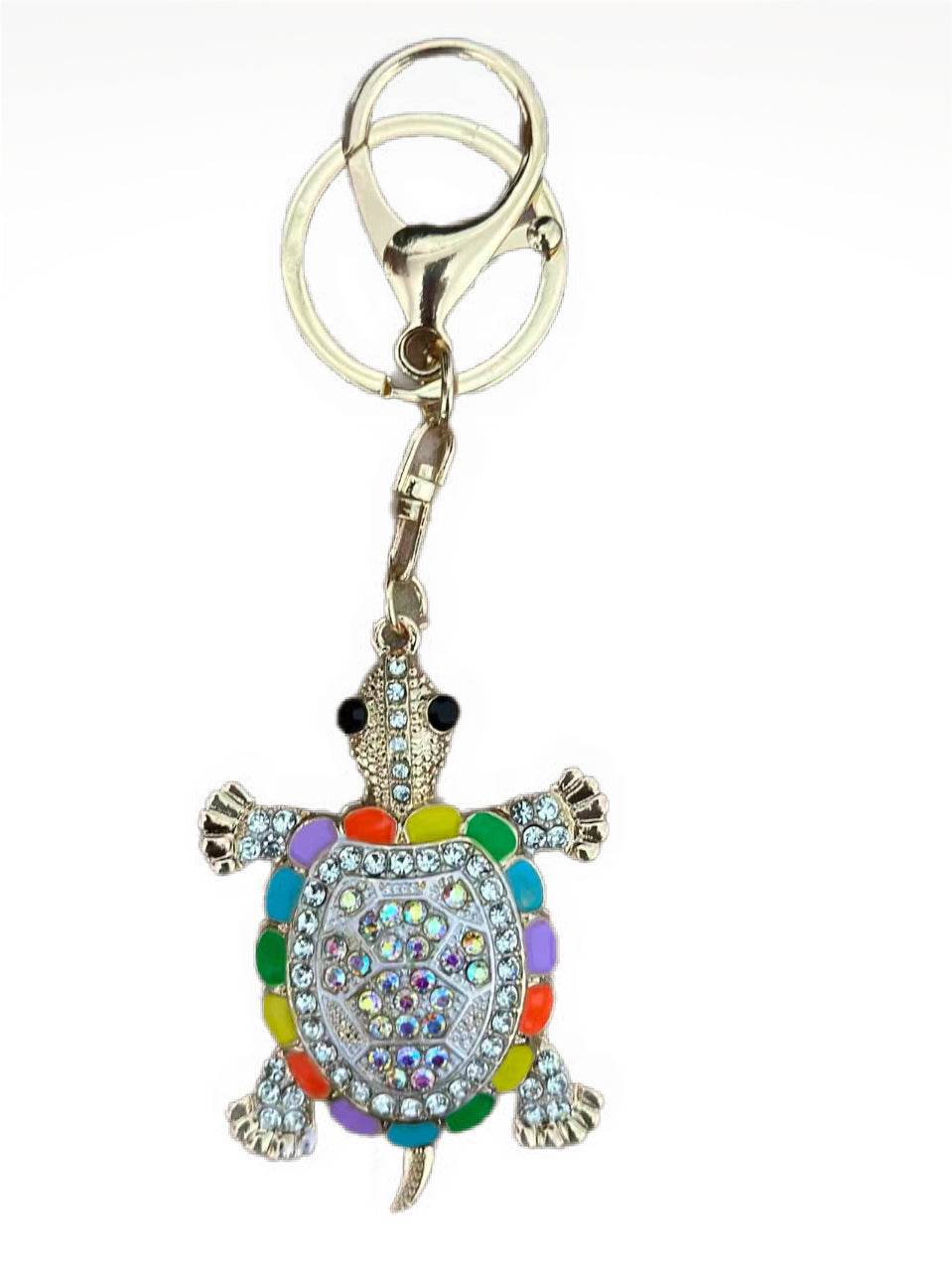 Rainbow Turtle Keychain β Colorful Crystal-Embellished Design - MODA ACCESSORIES
