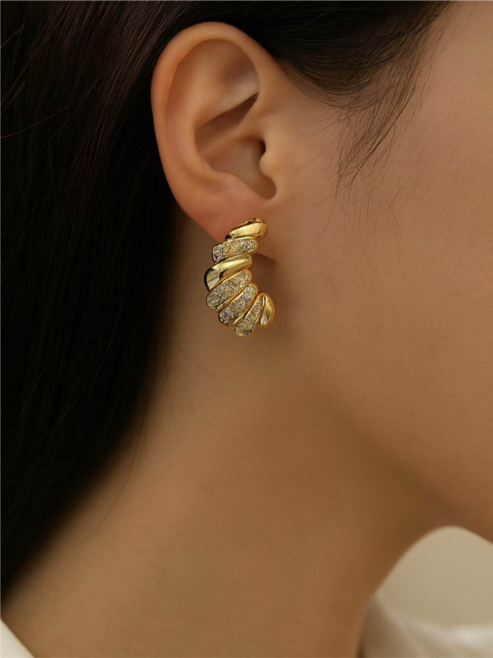 Furled Twist Sterling Gold-Tone Earrings - MODA ACCESSORIES