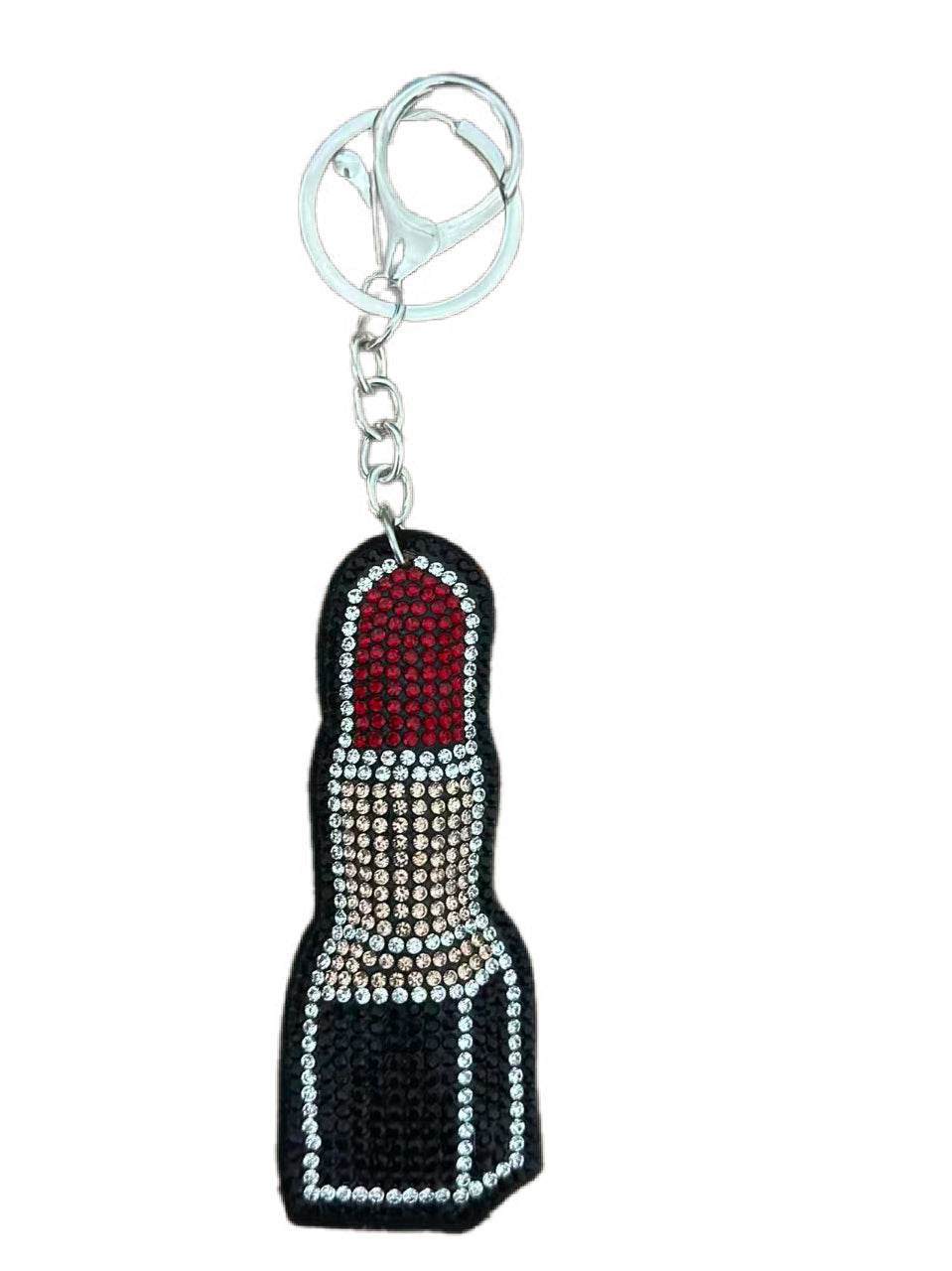 💄 Sparkling Lipstick Keychain – Crystal Rhinestone Design - MODA ACCESSORIES
