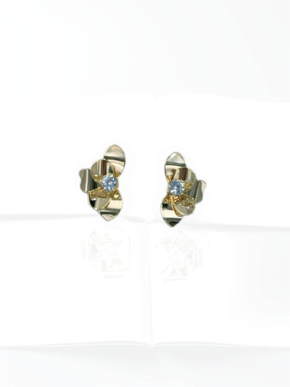 Golden Orchid Crystal Stud Earrings - MODA ACCESSORIES
