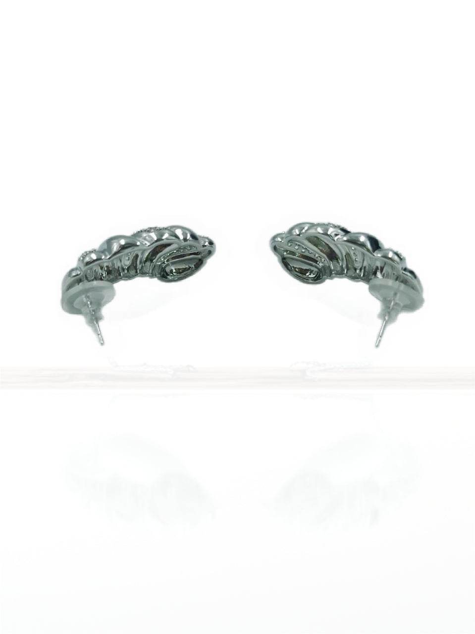 Furled Twist Sterling Silver-Tone Earrings - MODA ACCESSORIES