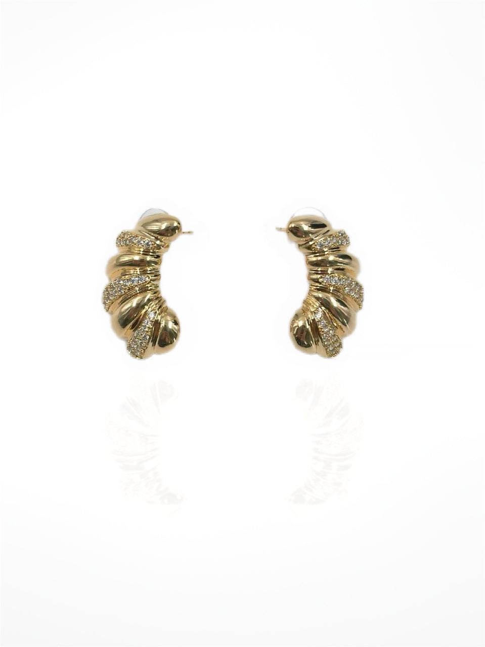 Furled Twist Sterling Gold-Tone Earrings - MODA ACCESSORIES