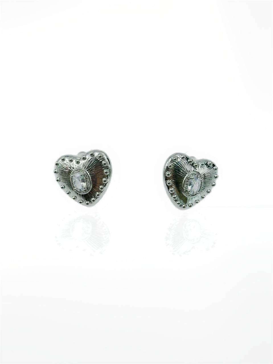 Silver Radiant Heart Stud Earrings - MODA ACCESSORIES