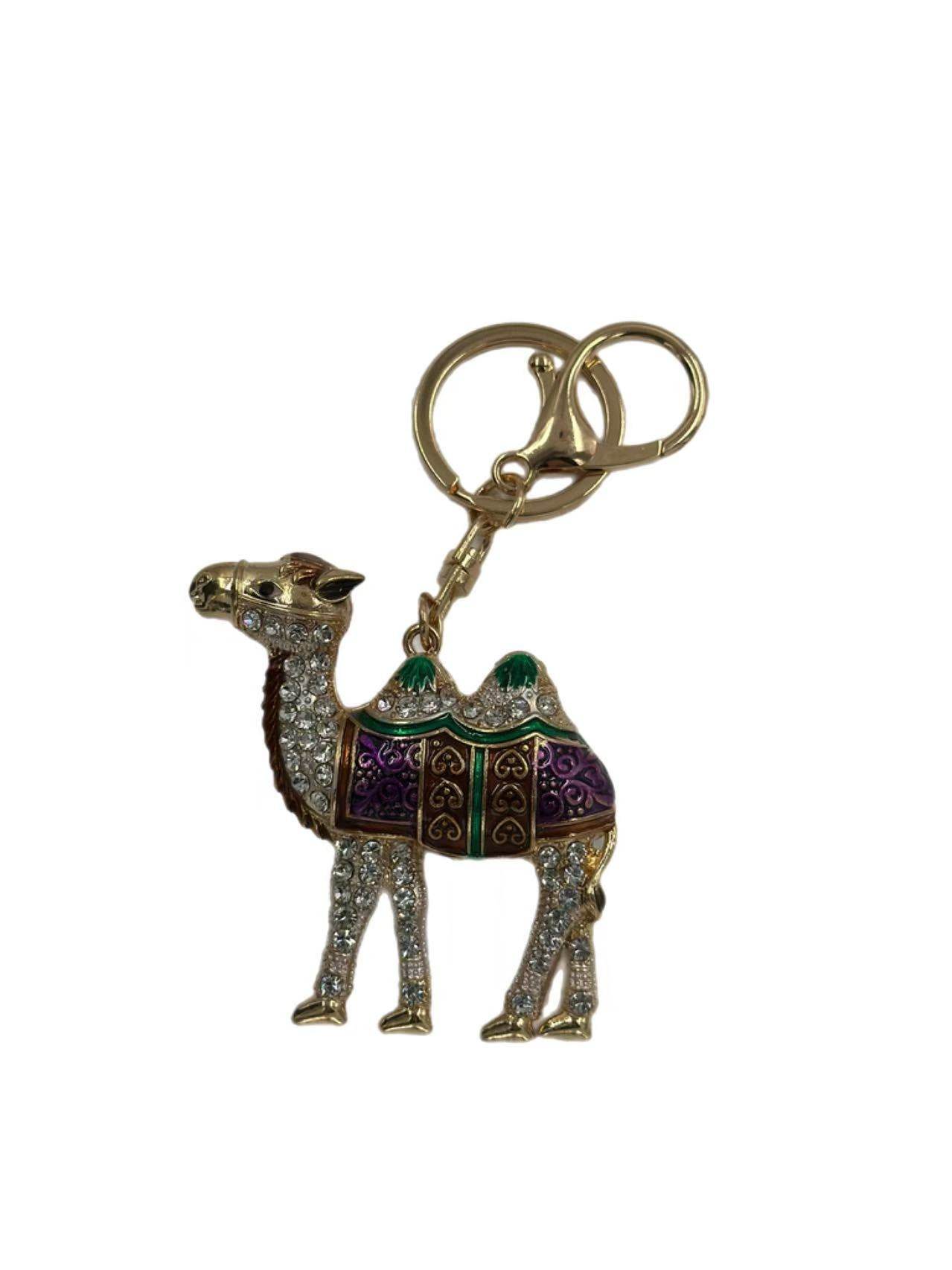 Luxury Camel Keychain – Jeweled Desert Animal Charm with Enamel Saddle - MODA ACCESSORIES