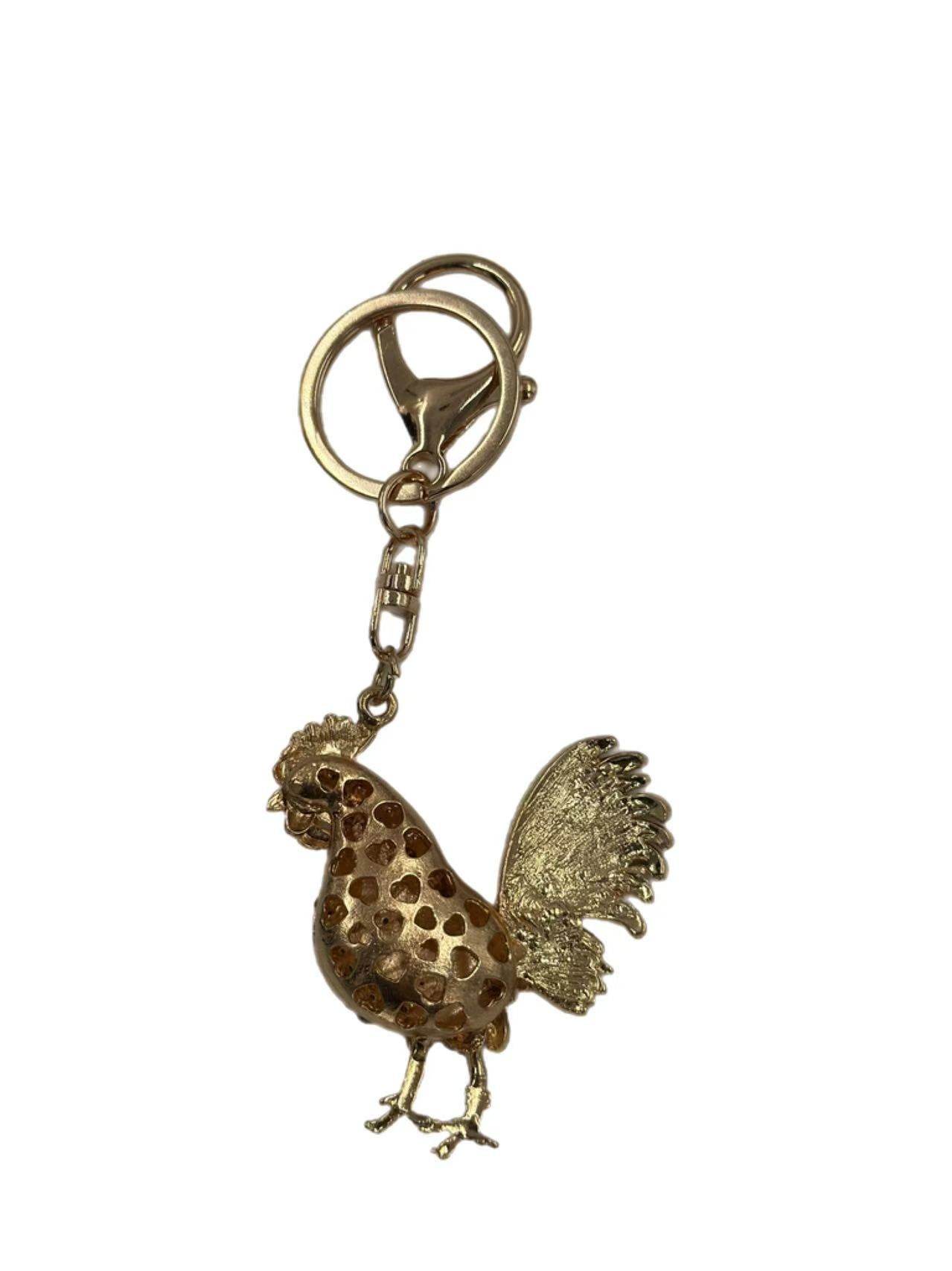 Colorful Rooster Keychain – Sparkling Crystal Chicken Charm - MODA ACCESSORIES