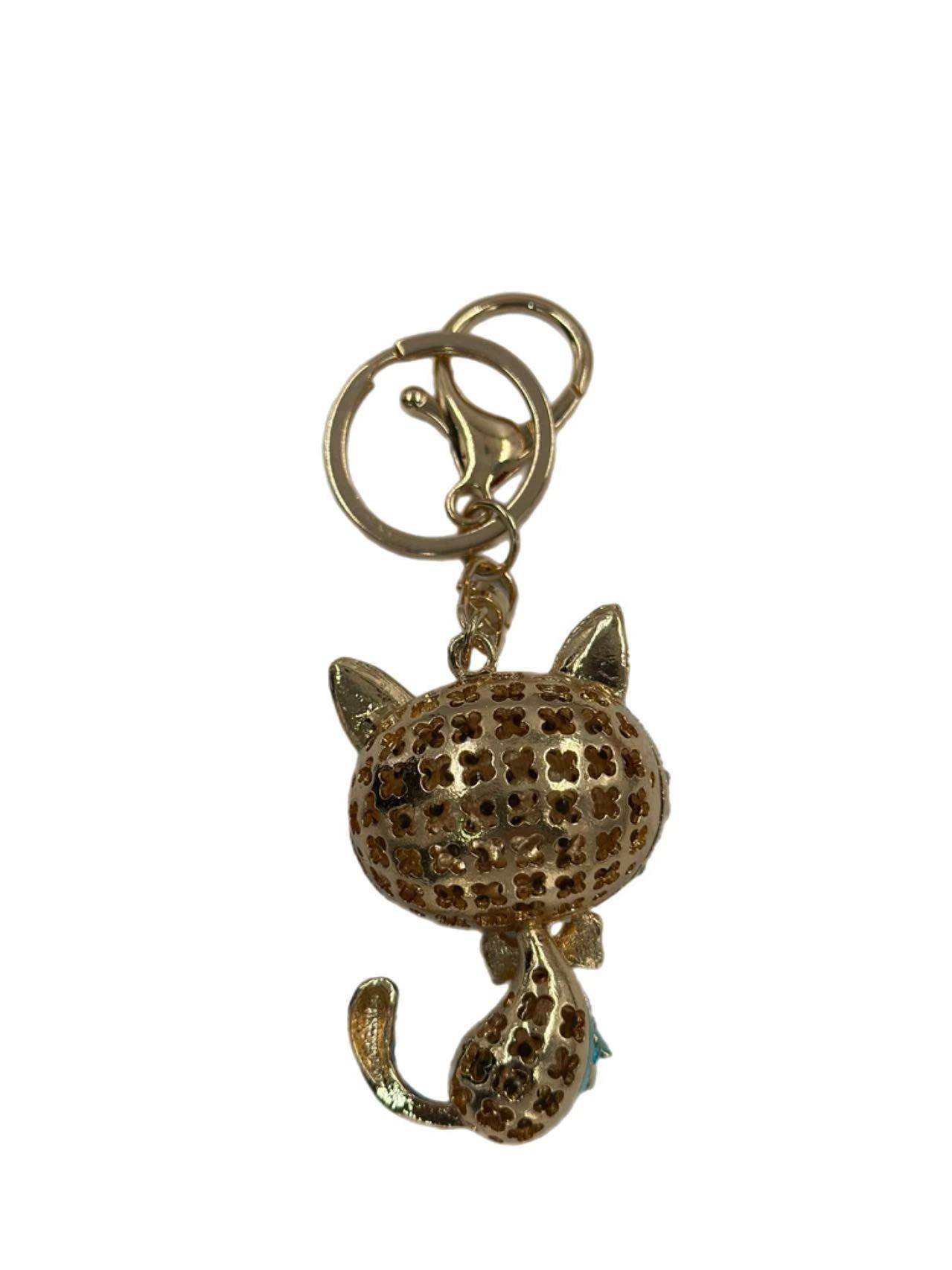 Crystal Cat Keychain – Sparkling Kitty Charm with Bow - MODA ACCESSORIES