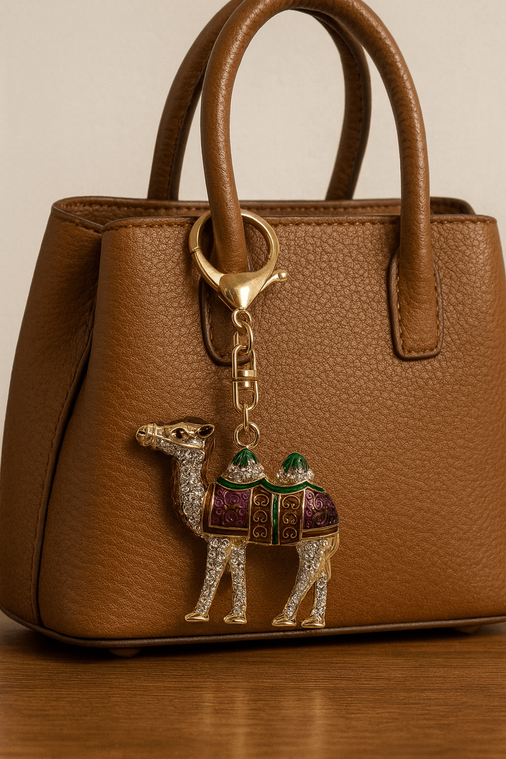 Luxury Camel Keychain – Jeweled Desert Animal Charm with Enamel Saddle - MODA ACCESSORIES