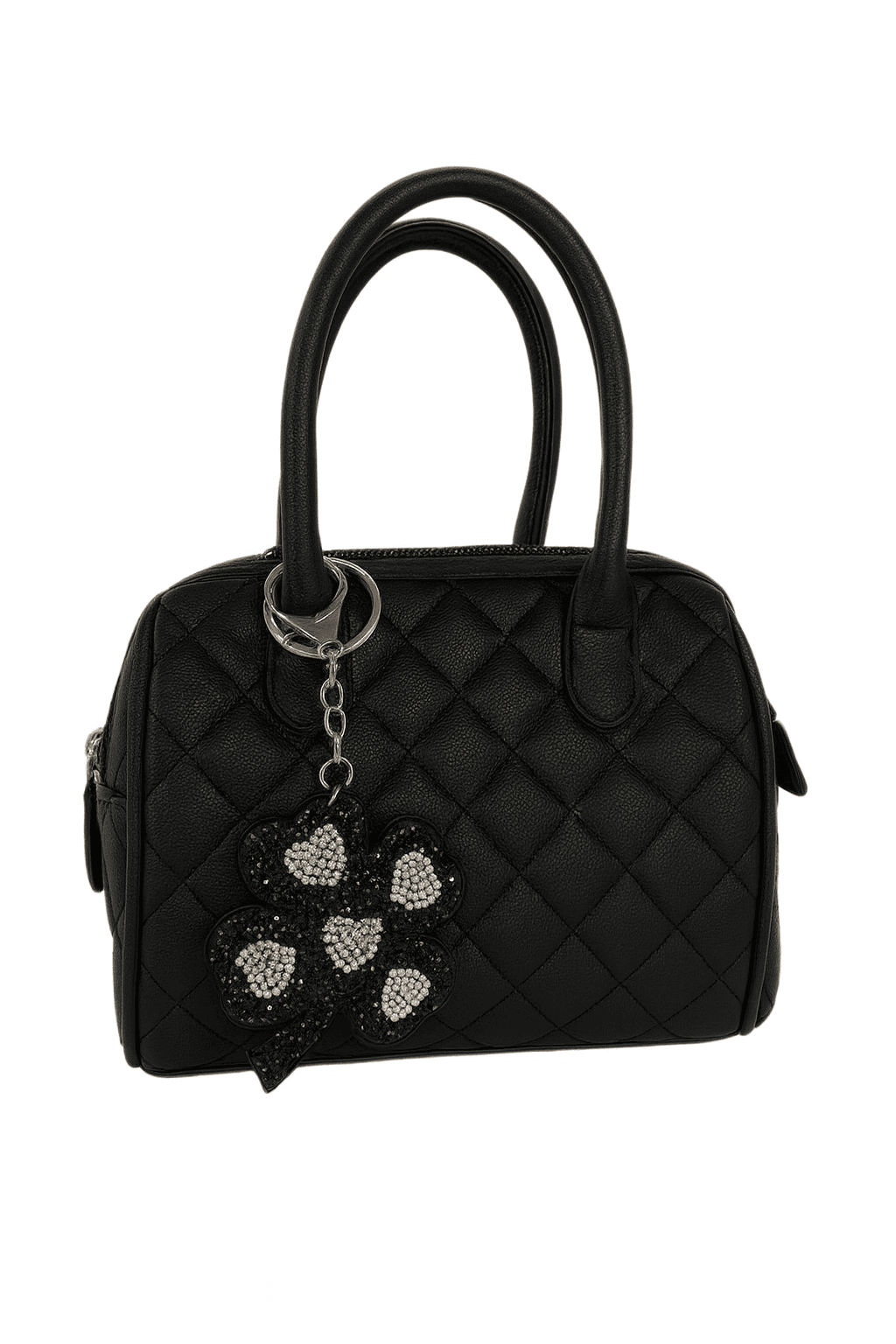 Black Rhinestone Four-Leaf Clover Keychain – Lucky Charm Bag Pendant - MODA ACCESSORIES