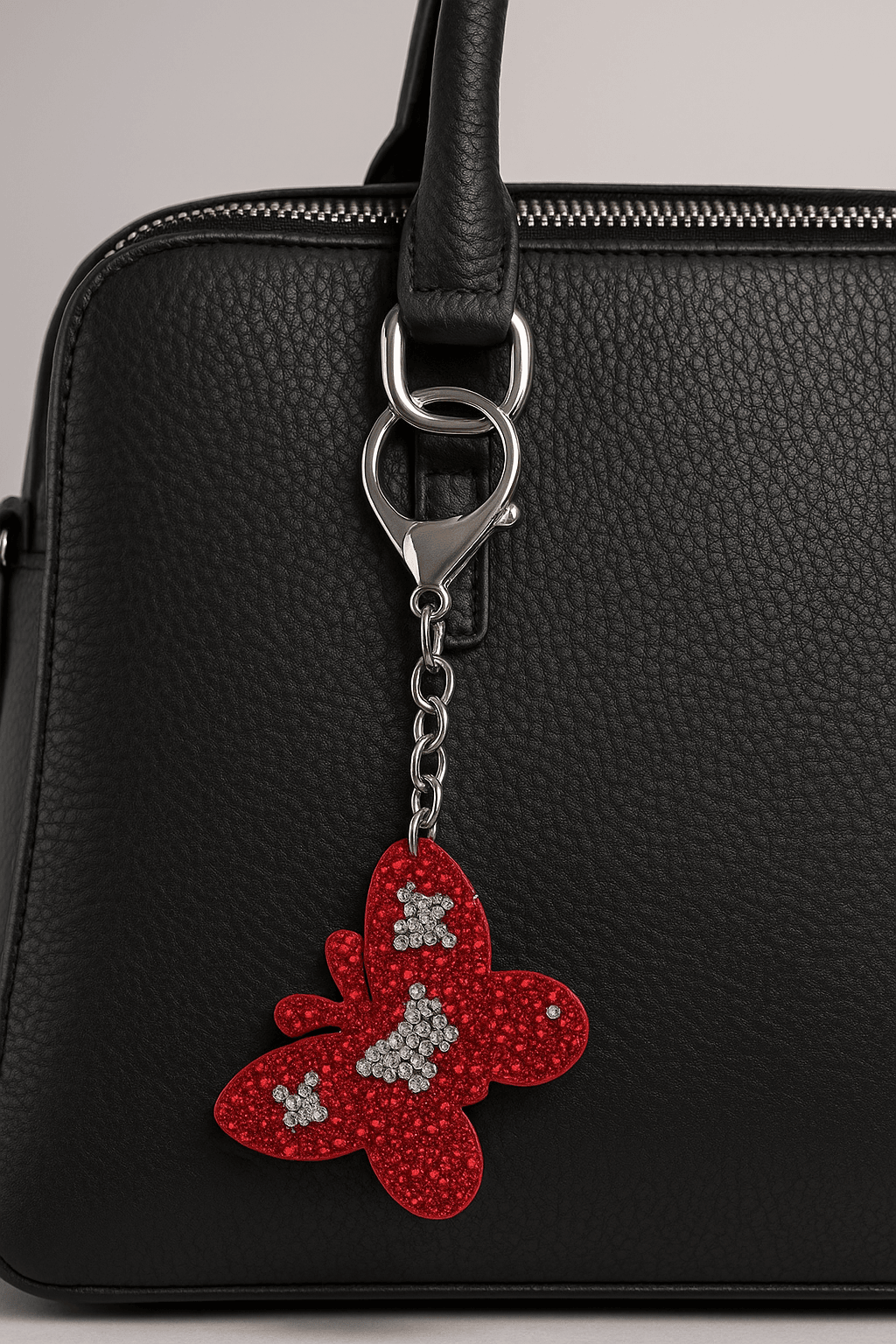 Red Butterfly Rhinestone Keychain – Sparkling Crystal Bag Charm - MODA ACCESSORIES