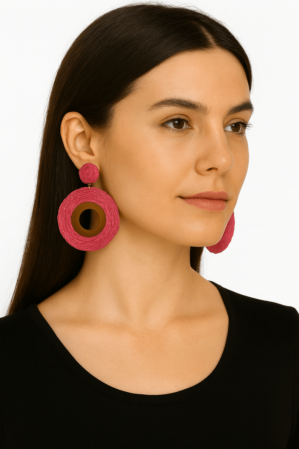 Bold Boho Raffia Earrings with Bamboo Accent - MODA ACCESSORIES