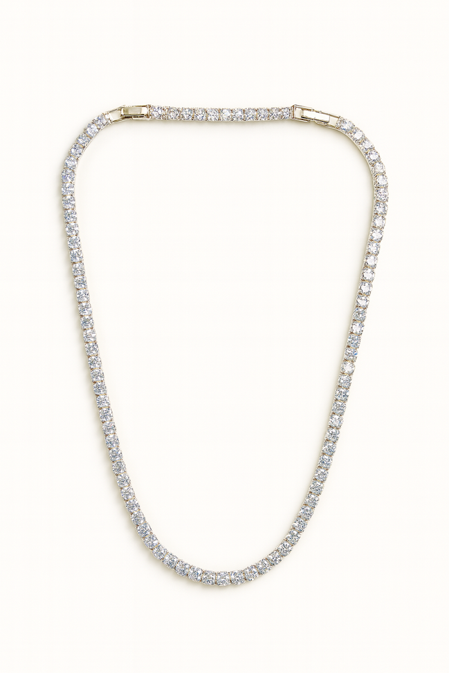 Classic Round-Cut Diamond Tennis Necklace