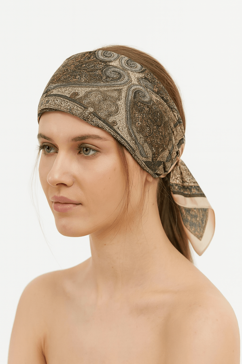 Ornate Baroque-Style Square Scarf - MODA ACCESSORIES