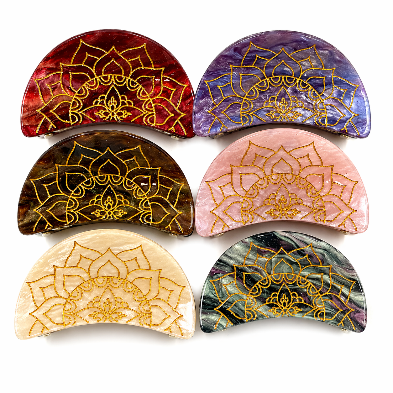 Mandala Desenli Saç Pençe Tokası