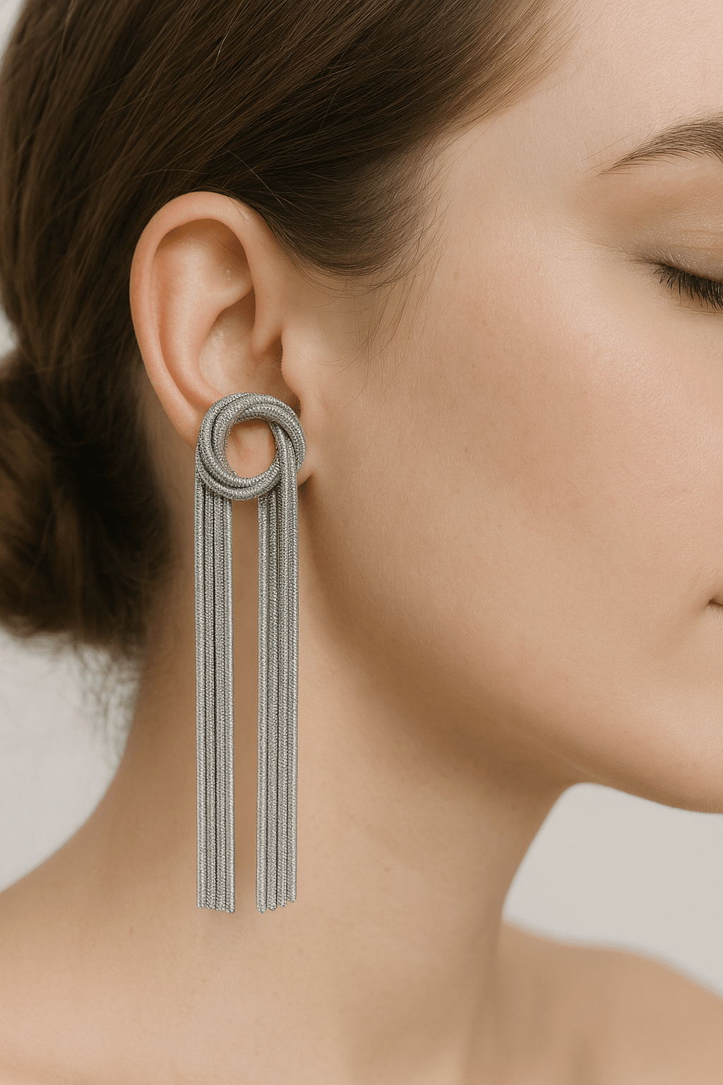 Silver Knot Tassel Statement Earrings - MODA ACCESSORIES