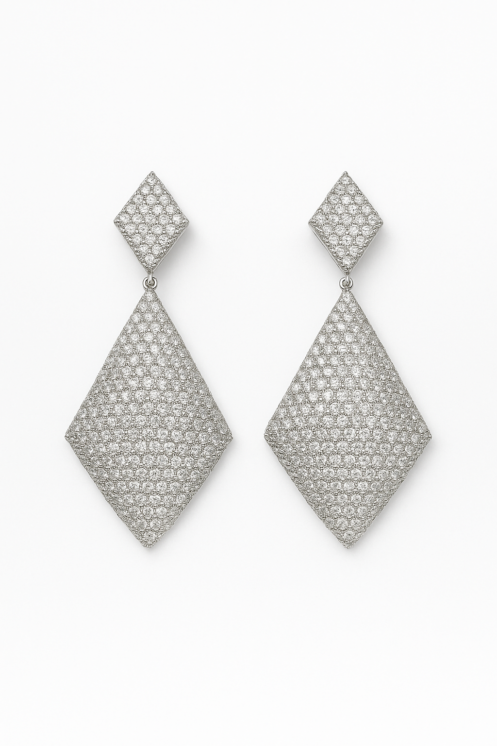 Silver Geometric Pave Crystal Drop Earrings – MODA Accessories