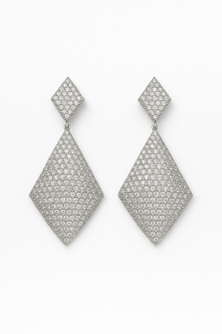 Silver Geometric Pave Crystal Drop Earrings – MODA Accessories