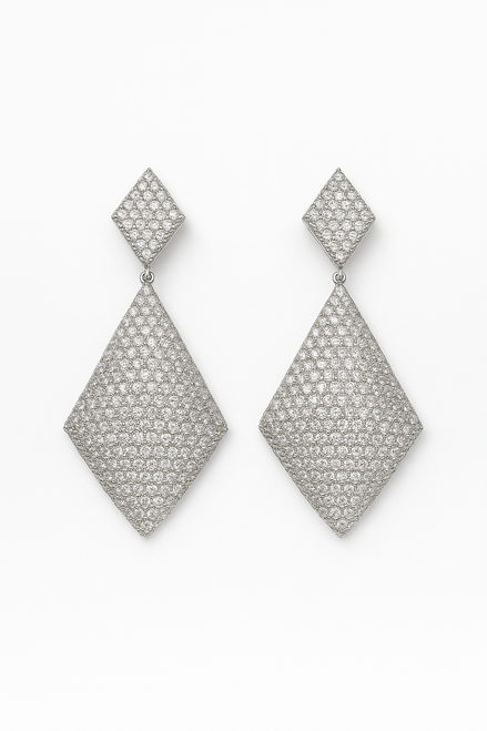 Silver Geometric Pave Crystal Drop Earrings – MODA Accessories