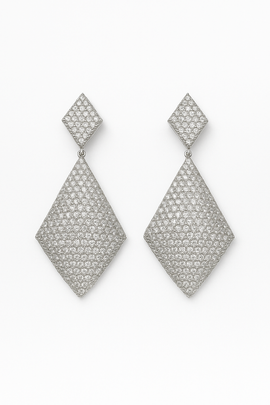 Silver Geometric Pave Crystal Drop Earrings – MODA Accessories