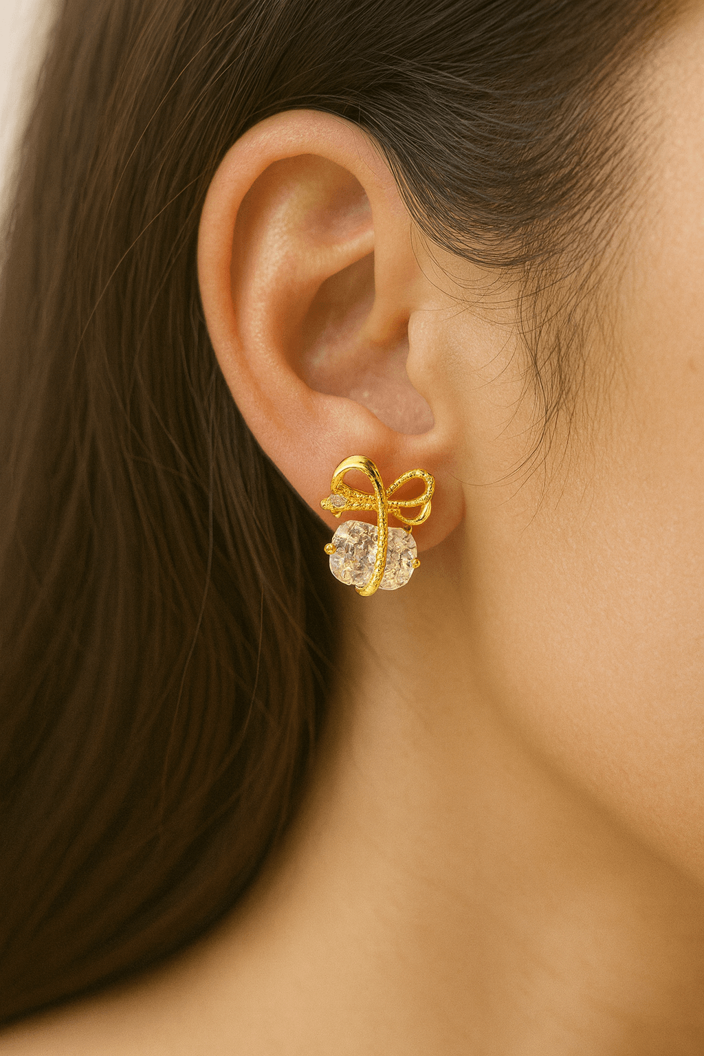 Gold Bow Knot Earrings - MODA ACCESSORIES