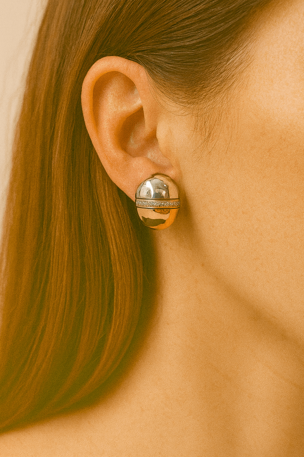 Sleek Half-Dome Two-Tone Stud Earrings - MODA ACCESSORIES