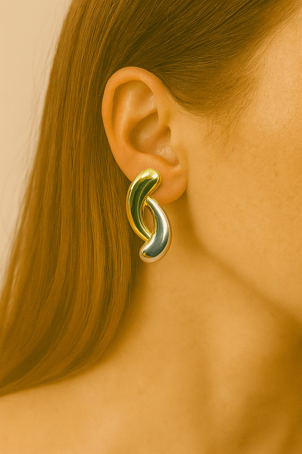 Modern Dual-Tone Twist Drop Earrings - MODA ACCESSORIES