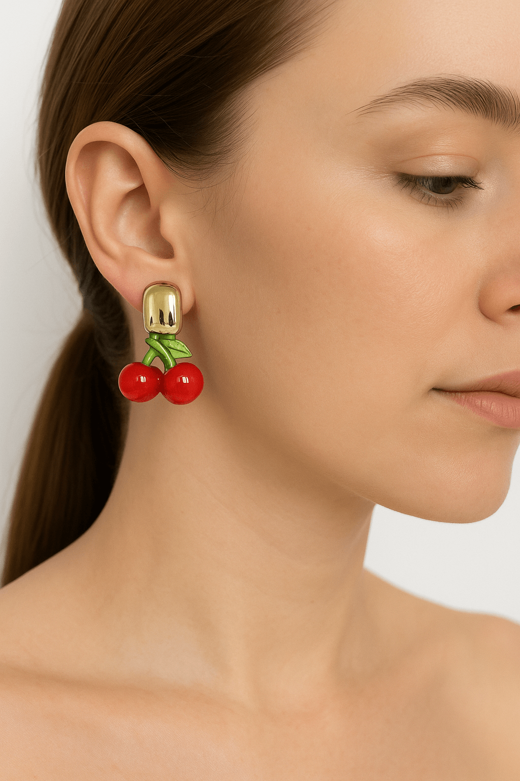 Glossy Cherry Stud Earrings - MODA ACCESSORIES