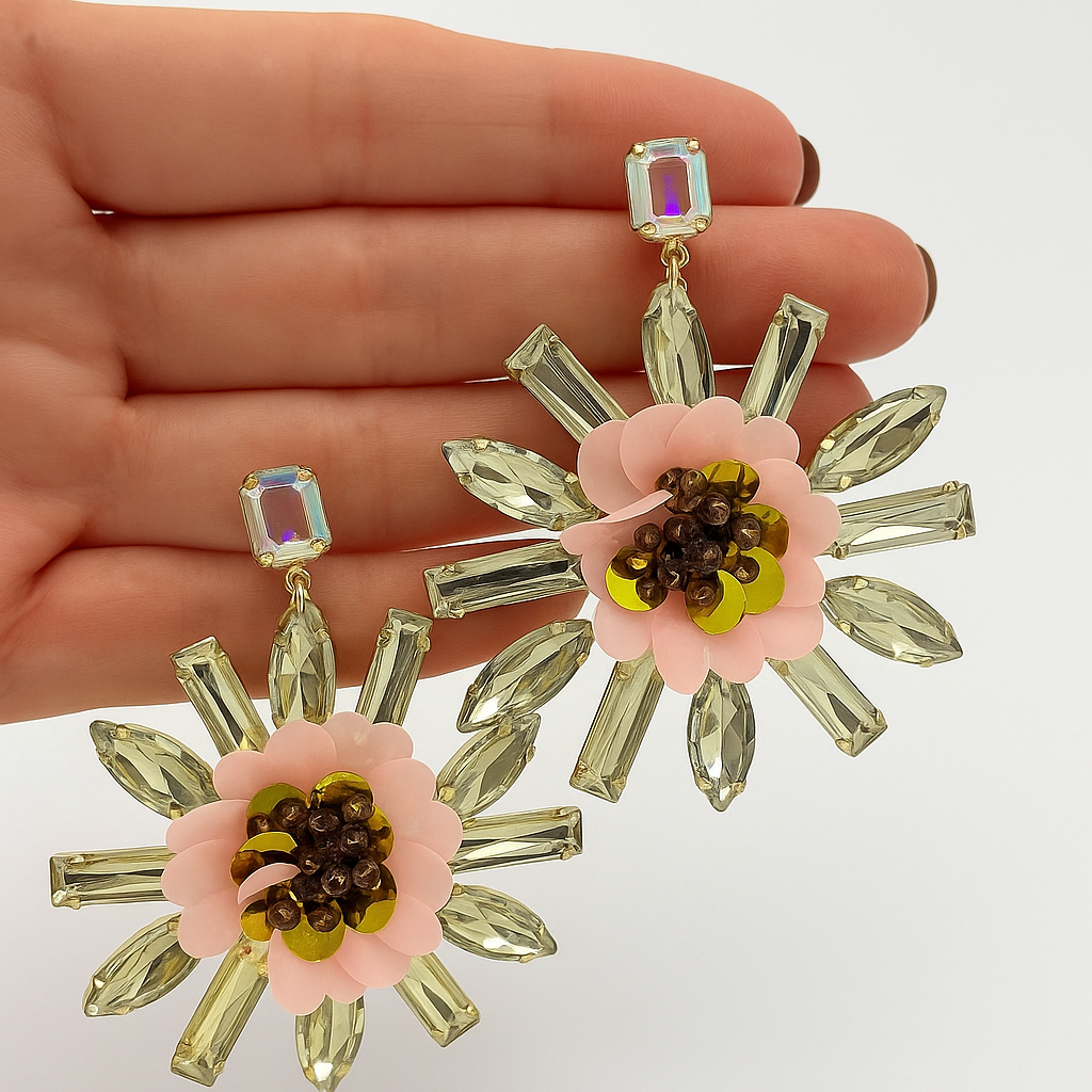 Crystal Blossom Statement Earrings